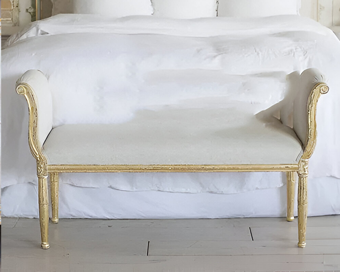 Mademoiselle Bench Distressed Gold